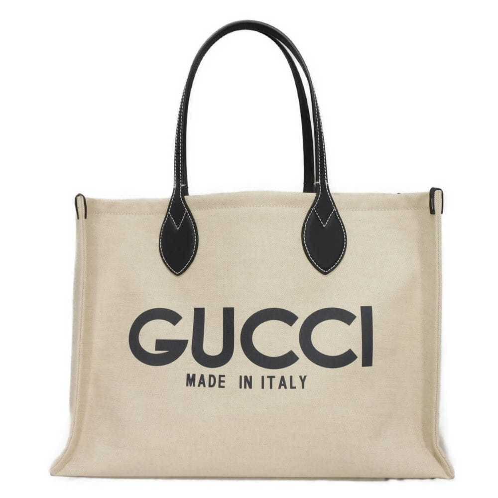 Gucci GUCCI Tote Bag Logo Print Medium Calfskin Dark Blue Japan Limited GG Su...